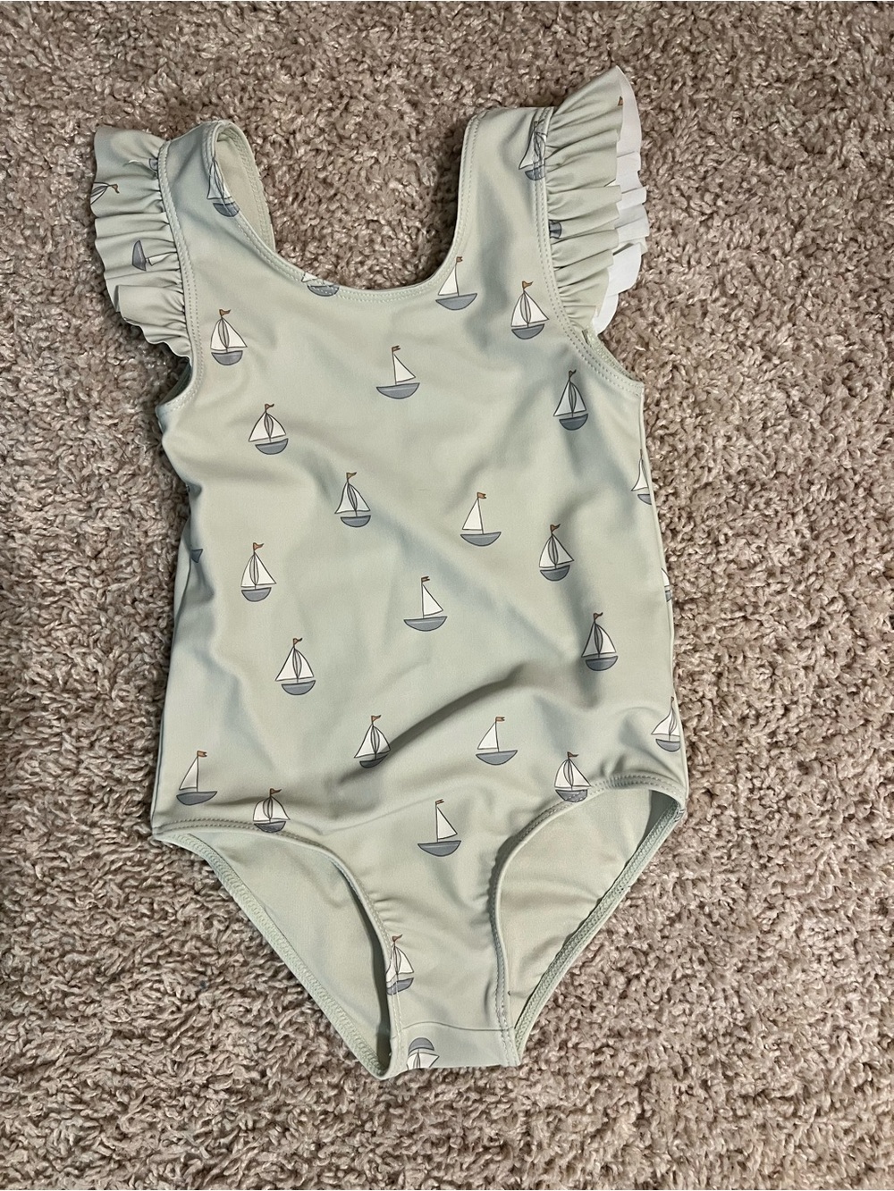 Kids one piece swim with sailboats